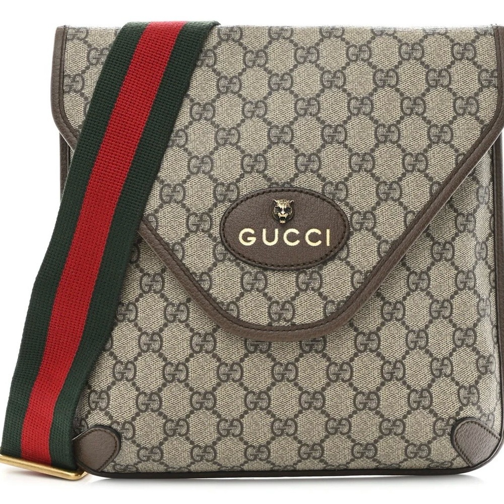 GG Supreme Monogram Web Medium Neo Vintage Flap Messenger Bag Beige New Acero